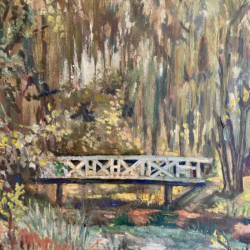 Pamono Art Deco German Landscape Painting, 1920s, Oil on Wood, Framed> Art Deco