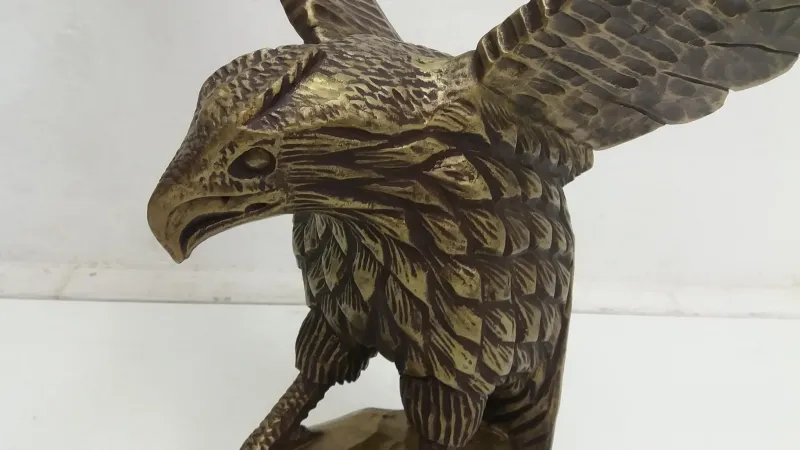 Pamono Art Deco German Wooden Eagle Sculpture, 1920s> Art Deco
