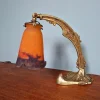 Pamono Art Deco Gilt Bronze and Marble Glass Desk Lamp from Muller Frères, 1920s