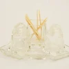 Outlet Pamono Art Deco Glass Salt and Pepper with Toothpick Holders, Vienna, 1920s