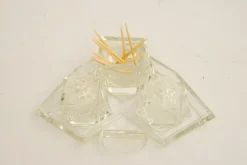 Outlet Pamono Art Deco Glass Salt and Pepper with Toothpick Holders, Vienna, 1920s