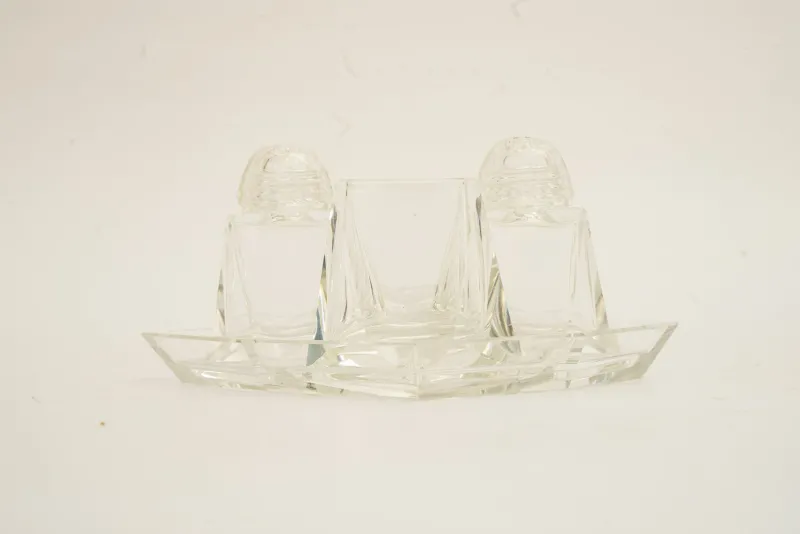 Outlet Pamono Art Deco Glass Salt and Pepper with Toothpick Holders, Vienna, 1920s