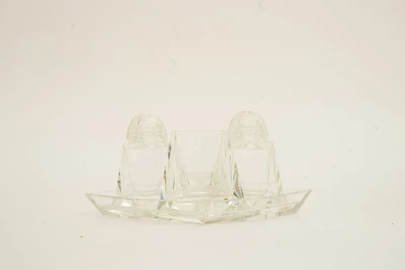 Outlet Pamono Art Deco Glass Salt and Pepper with Toothpick Holders, Vienna, 1920s