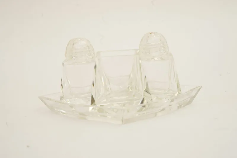 Outlet Pamono Art Deco Glass Salt and Pepper with Toothpick Holders, Vienna, 1920s