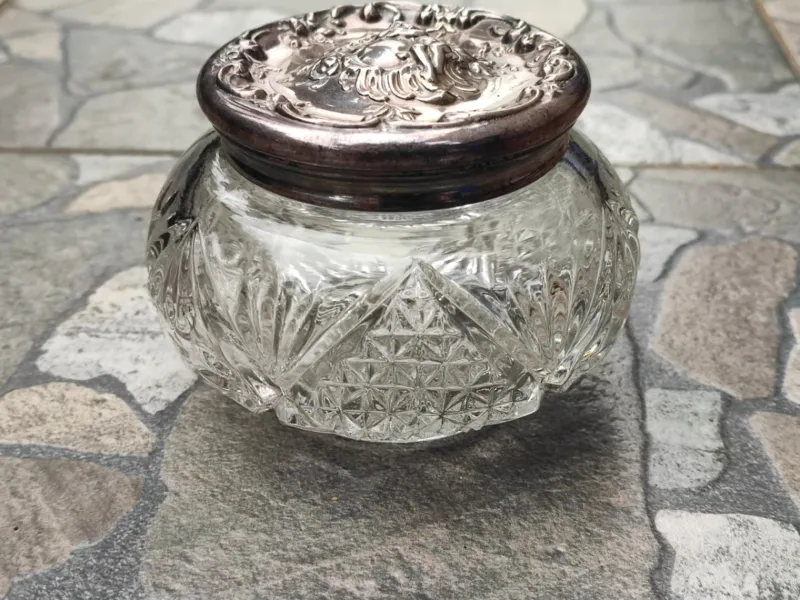Online Pamono Art Deco Glass Sugar Bowl with Plated Lid, 1930s