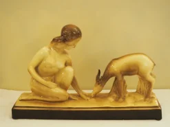Pamono Art Deco Glazed Ceramic Sculpture by Charles Lemanceau> Art Deco
