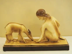 Pamono Art Deco Glazed Ceramic Sculpture by Charles Lemanceau><noscript><img width=