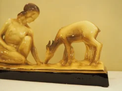 Pamono Art Deco Glazed Ceramic Sculpture by Charles Lemanceau><noscript><img width=