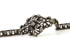 Pamono Art Deco Gold and Silver Bracelet with Central Brilliant-Cut Diamond and Diamond Chips><noscript><img width=