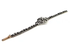 Pamono Art Deco Gold and Silver Bracelet with Central Brilliant-Cut Diamond and Diamond Chips><noscript><img width=