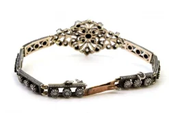 Pamono Art Deco Gold and Silver Bracelet with Central Brilliant-Cut Diamond and Diamond Chips><noscript><img width=