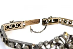 Pamono Art Deco Gold and Silver Bracelet with Central Brilliant-Cut Diamond and Diamond Chips><noscript><img width=