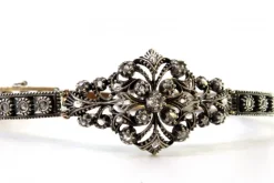 Pamono Art Deco Gold and Silver Bracelet with Central Brilliant-Cut Diamond and Diamond Chips><noscript><img width=