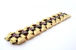 Pamono Art Deco Gold Bracelet with Diamond Chips, Rubies and Silver-Plated Central Links><noscript><img width=