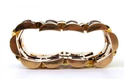 Pamono Art Deco Gold Bracelet with Diamond Chips, Rubies and Silver-Plated Central Links><noscript><img width=