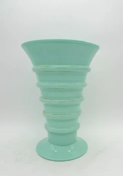 Clearance Pamono Art Deco Green Jadeite Art Glass Vase, 1920s