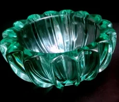Sale Pamono Art Deco Green Molded Glass Bowl by Pierre Davesn, 1930s