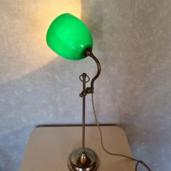Pamono Art Deco Green Opaline Notary Desk Lamp><noscript><img width=