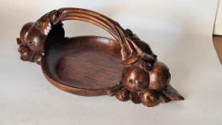 Clearance Pamono Art Deco Hand-Carved Wooden Fruit Basket, France, 1930s
