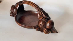 Clearance Pamono Art Deco Hand-Carved Wooden Fruit Basket, France, 1930s