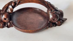 Clearance Pamono Art Deco Hand-Carved Wooden Fruit Basket, France, 1930s
