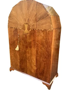 Pamono Art Deco Hexagonal Topped Walnut Wardrobe, 1930s><noscript><img width=
