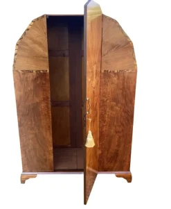 Pamono Art Deco Hexagonal Topped Walnut Wardrobe, 1930s><noscript><img width=