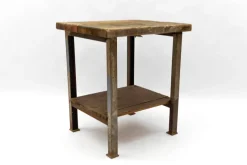 Pamono Art Deco Industrial Steel and Wood Work Table, 1940s><noscript><img width=