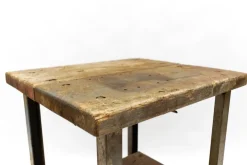 Pamono Art Deco Industrial Steel and Wood Work Table, 1940s><noscript><img width=