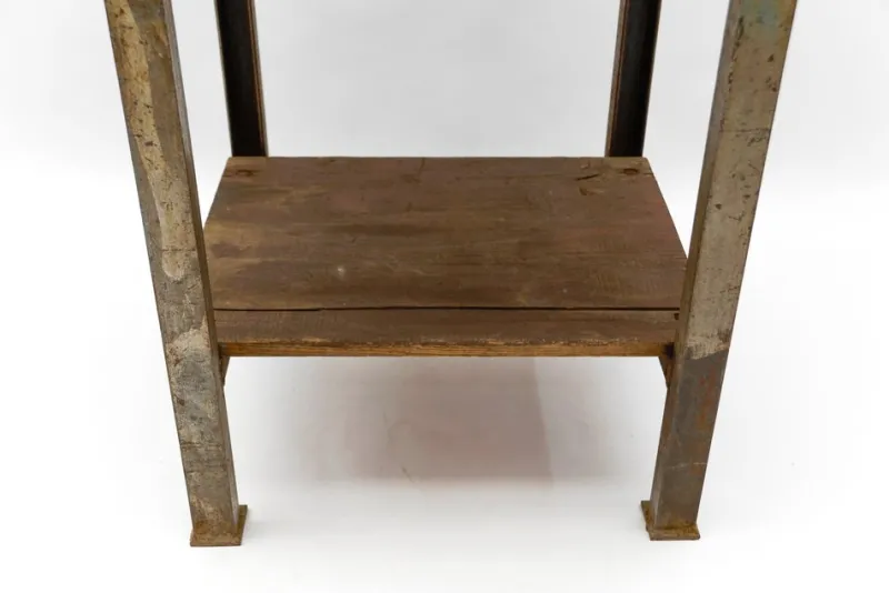 Pamono Art Deco Industrial Steel and Wood Work Table, 1940s> Worktables & Workbenches