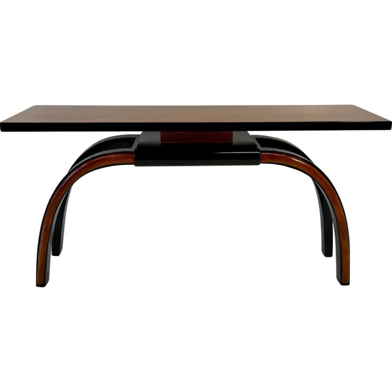 Pamono Art Deco Italian Console Table in Walnut and Maple Burl, 1940s