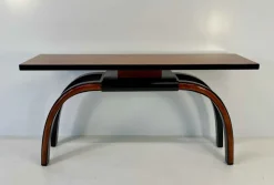 Pamono Art Deco Italian Console Table in Walnut and Maple Burl, 1940s