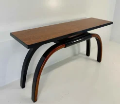 Pamono Art Deco Italian Console Table in Walnut and Maple Burl, 1940s