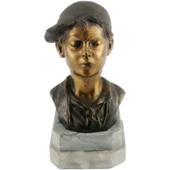 Pamono Art Deco Italian Gilt and Burnished Bronze Scugnizzo Bust by Giovanni De Martino, 1920s><noscript><img width=