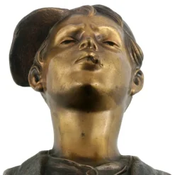 Pamono Art Deco Italian Gilt and Burnished Bronze Scugnizzo Bust by Giovanni De Martino, 1920s><noscript><img width=