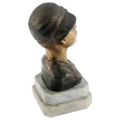 Pamono Art Deco Italian Gilt and Burnished Bronze Scugnizzo Bust by Giovanni De Martino, 1920s><noscript><img width=