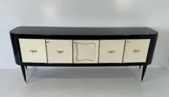 Pamono Art Deco Italian Parchment and Black Lacquer Sideboard, 1950> Sideboards & Buffets