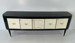 Pamono Art Deco Italian Parchment and Black Lacquer Sideboard, 1950><noscript><img width=