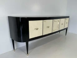 Pamono Art Deco Italian Parchment and Black Lacquer Sideboard, 1950><noscript><img width=
