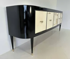 Pamono Art Deco Italian Parchment and Black Lacquer Sideboard, 1950><noscript><img width=