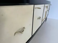 Pamono Art Deco Italian Parchment and Black Lacquer Sideboard, 1950><noscript><img width=