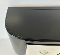 Pamono Art Deco Italian Parchment and Black Lacquer Sideboard, 1950><noscript><img width=