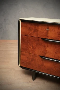 Discount Pamono Art Deco Italian School Walnut and Goat Skin Chest of Drawers, 1930