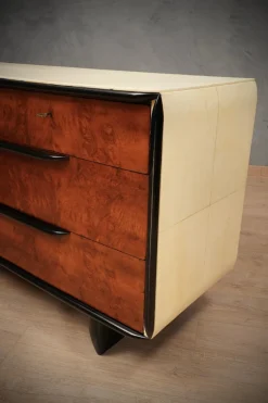 Discount Pamono Art Deco Italian School Walnut and Goat Skin Chest of Drawers, 1930