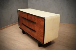 Discount Pamono Art Deco Italian School Walnut and Goat Skin Chest of Drawers, 1930