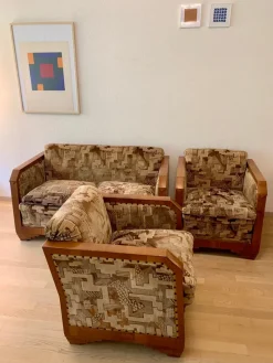 Sale Pamono Art Deco Italian Sofa Set in the style of Fortunato Depero, 1920s, Set of 3