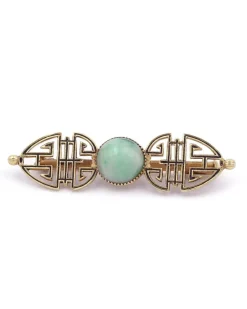 Pamono Art Deco Jade Brooch