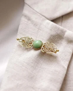Pamono Art Deco Jade Brooch