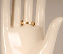 Pamono Art Deco 14K Yellow Gold Ring with Cabochon Cut Sapphire Style Stone and Brilliant Cut Crystals><noscript><img width=