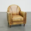 Pamono Art Deco Light Cognac Armchair in Leather> Children's Chairs